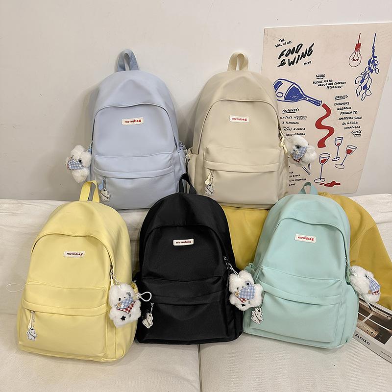 Simple Solid Color Schoolbag Female College Student High Value Fashion Computer Travel Backpack Lightweight Junior High School Student Backpack