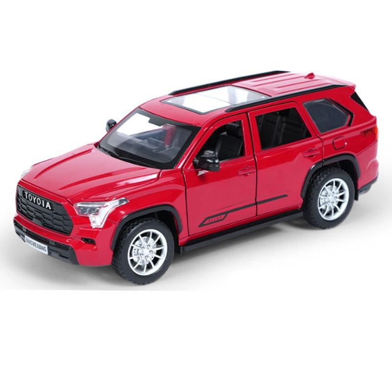 

1/24 Toyota Sequoia SUV имитационная модель автомобиля из литого металла, внедорожные транспортные средства, модель автомобиля, звук и свет, игрушка для мальчиков, подарок для детей красный