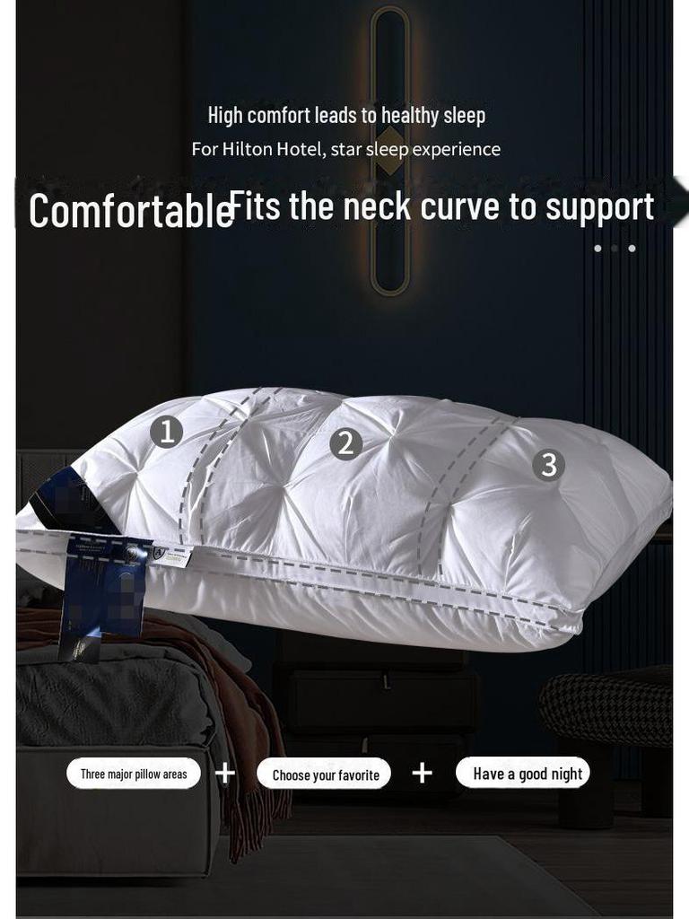 Five-Star Hotel Pillow: Supportive and Non-Collapsible, Ideal for Deep Sleep and Cervical Protection In Homes or Dorms.