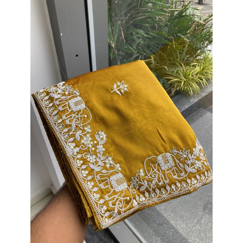 Party Wear Premium Rangoli Silk Saree – Elegant Wedding Collection with Embroidery Lace Border & Digital Print Blouse