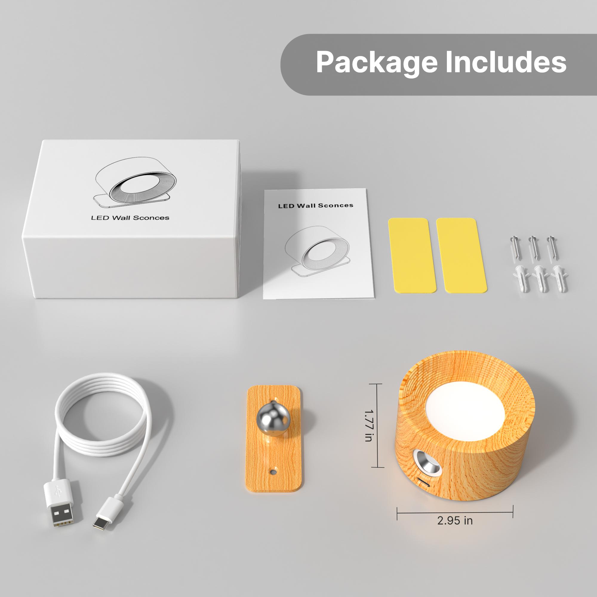 

1pc/2pcs LED Wall Sconces, 3 Brightness Levels 3 Color Modes Wall Lights, Battery Operated 360° Rotatable Touch Control Wall Lam 1PC
