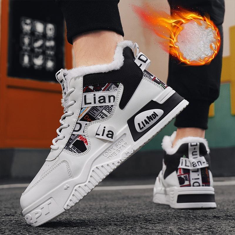 Winter High-top Men's Shoes Padded Thickened Cotton Shoes Fashion Warm Board Shoes Tide Sports Casual Shoes Comfortable Breathable Resistant Shoes