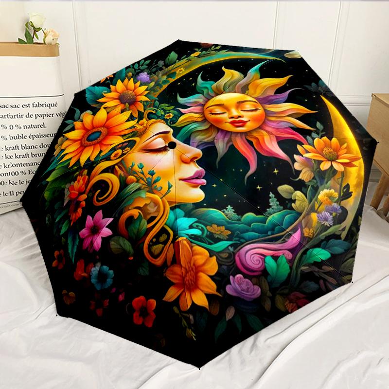 

Sun And Moon Harmony 8-Frame for Travel, camping, Casual Lightweight Portable Umbrella, Essential for every family Holidays Birthday Gift