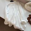Women White Elegant Loose Thin Summer Casual Sunscreen Shirt
