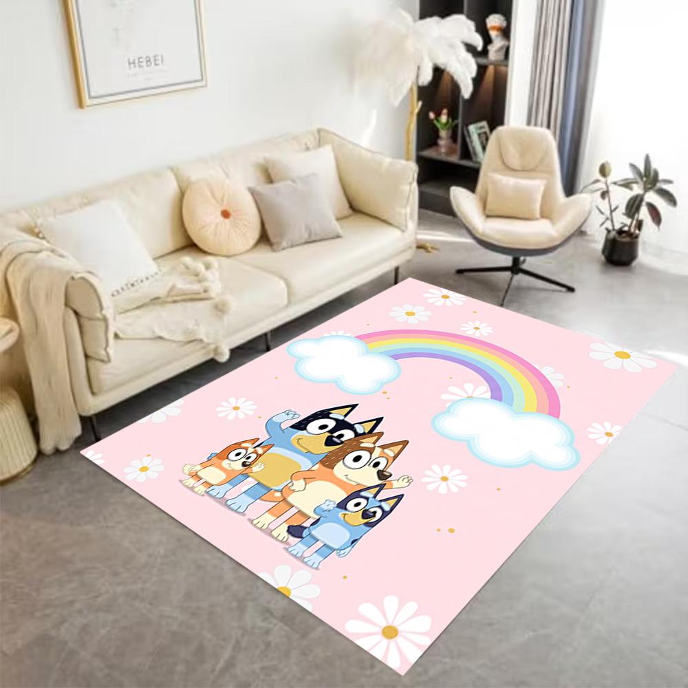 Bluey Family Harmony Floor Mat Suitable for Balcony Outdoor Dormitory Study Room Antislip Carpet Anime Office Decor Wedding Party Gift