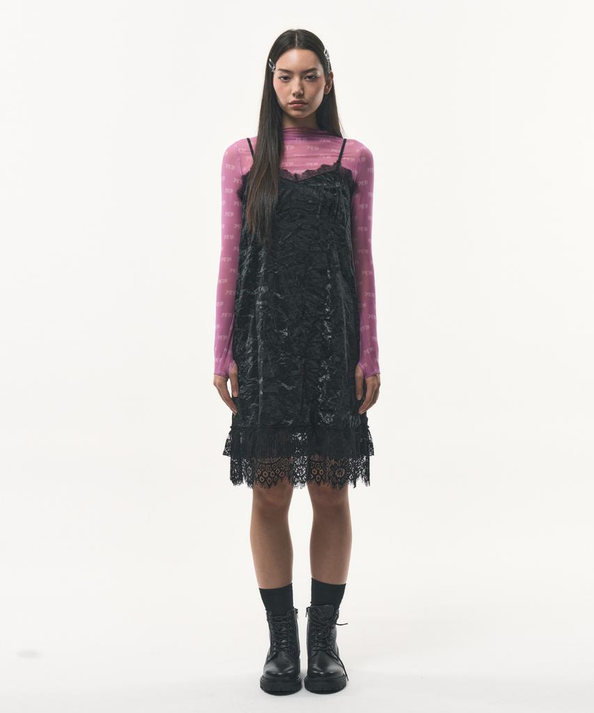 Podeowedeo Crease Lace Dress (Black)