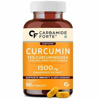 Comprimidos de Cúrcuma Carbamide Forte con Piperina y 95% de Curcuminoides | Suplemento Antiinflamatorio para Adultos | 90 Comprimidos Veganos