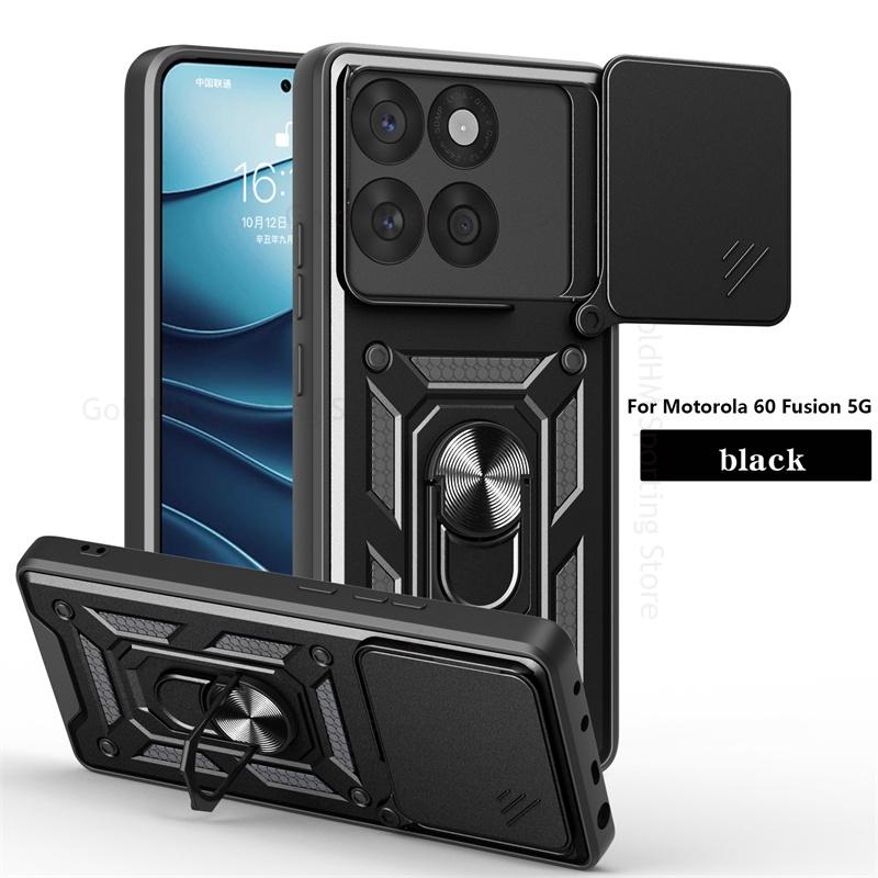 

Чехлы для Motorola Edge 60 Fusion 50 Neo 5G Slide Lens Push Window Heavy Duty Защитный чехол для Moto Edge 50 40 Ultra 30 Neo Stand Ring Armor Cover Edge 60 Fusion 5G чёрный