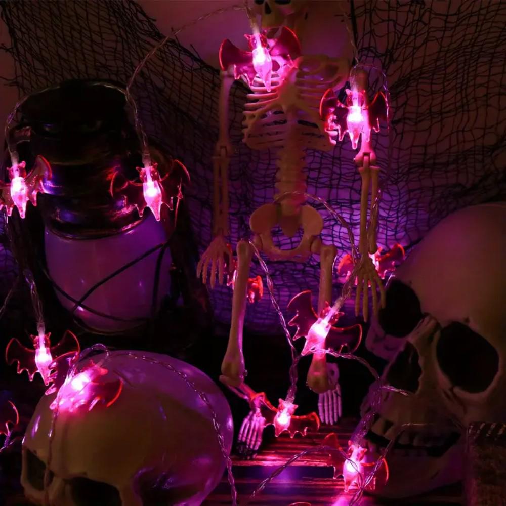 Halloween LED Bat String Lights - Battery Operated Indoor Decoration for Party Atmosphere