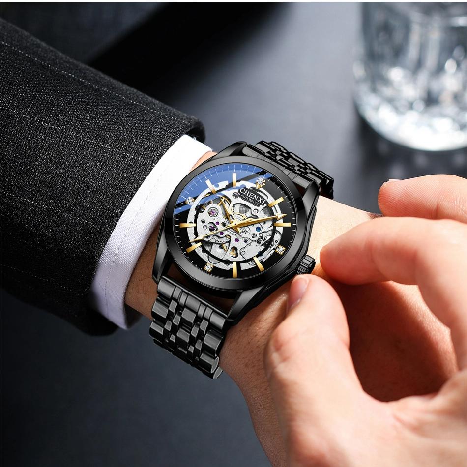 Mens Watches Fashion Luxury Hollowing Automatic Mechanical Watch Waterproof Luminous Watch For Man