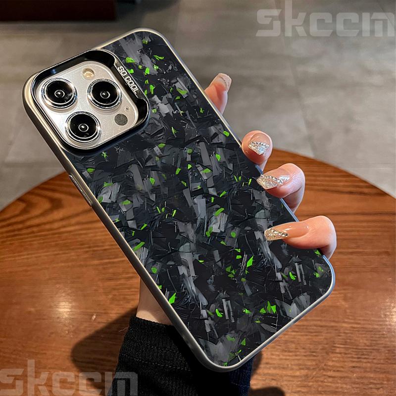 

Cool Carbon Fiber Pattern Matte Hard Phone Case For iPhone 16 16E 15 14 13 12 11 Pro Max XS XR 8 7 Plus Shockproof Plating Cover iPhone XR чорний коричневого кольору