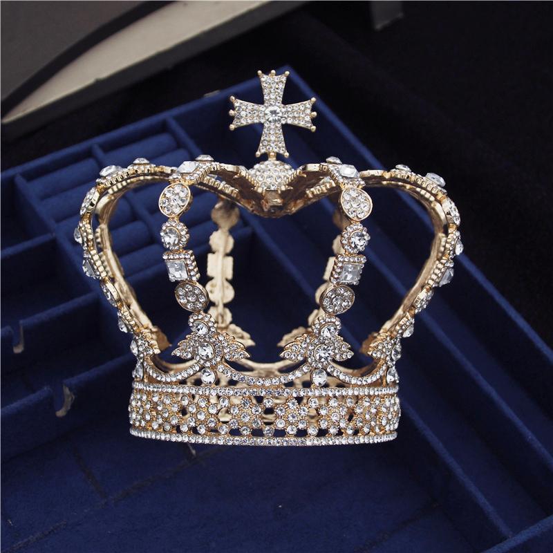 Baroque Royal King Crown Male Diadem Bridal Wedding Hair Ornaments for Women Queen Tiaras and Crowns Head Jewelry