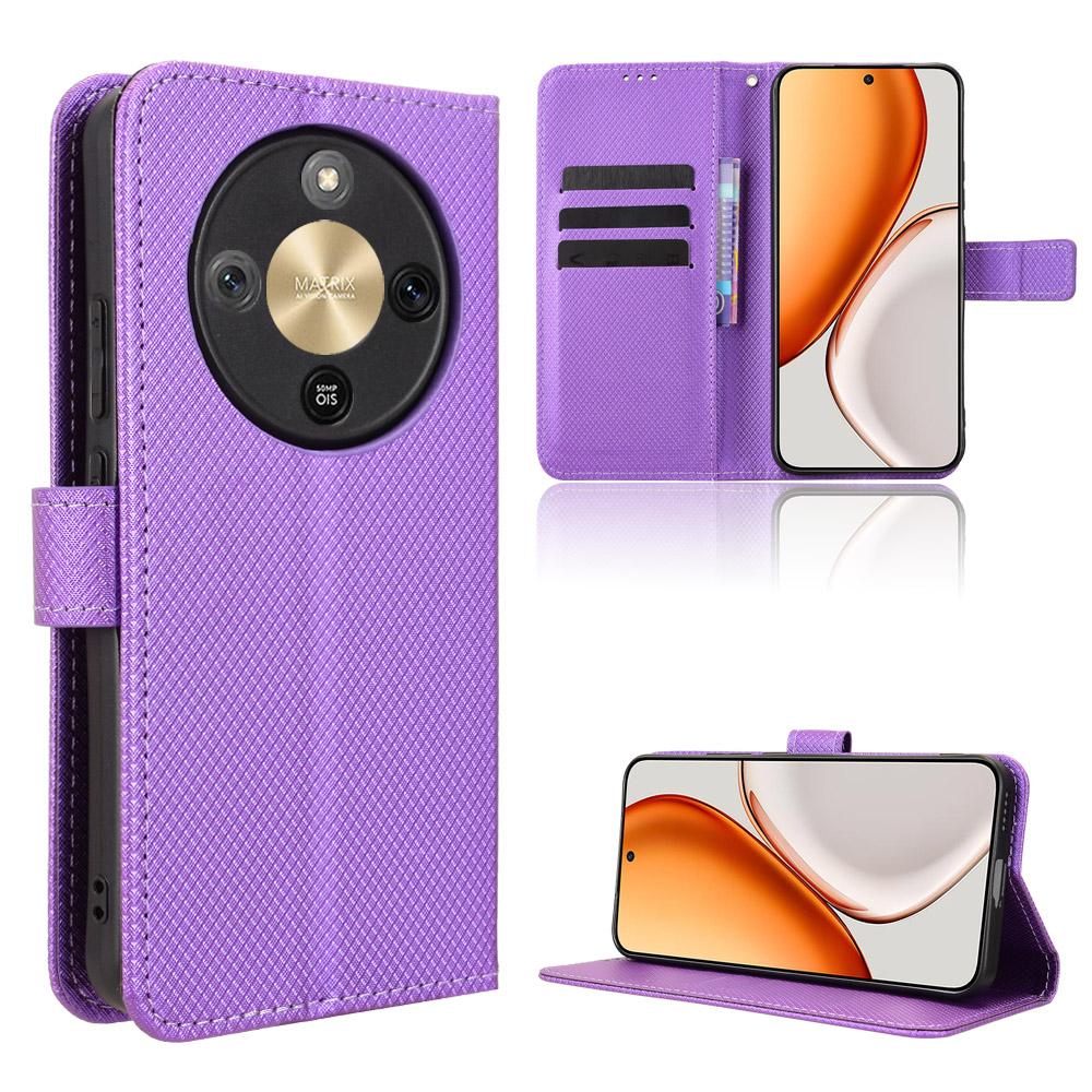 For Honor Magic8 Lite 5G/X9d 5G/X70 5G Leather Wallet Case with Strap Diamond Texture Phone Cover
