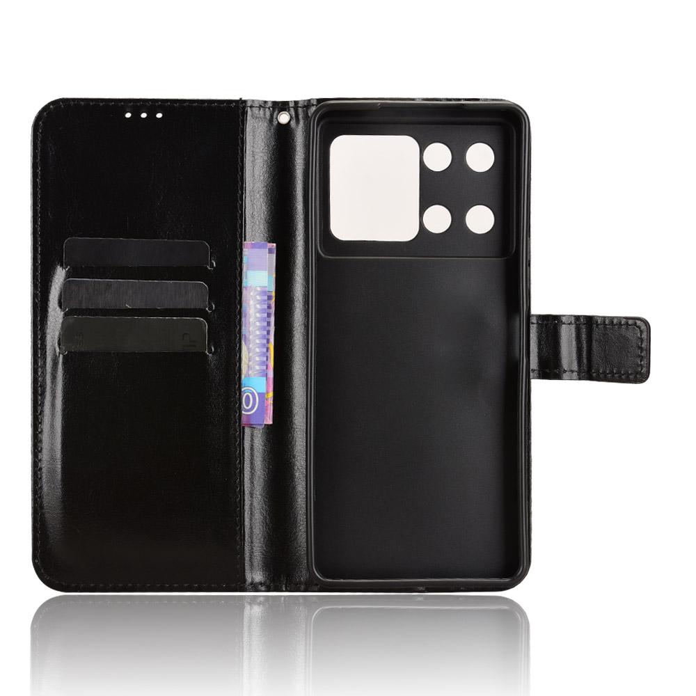 For Cubot P90 PU Leather Case with Strap Crazy Horse Texture Phone Wallet Cover