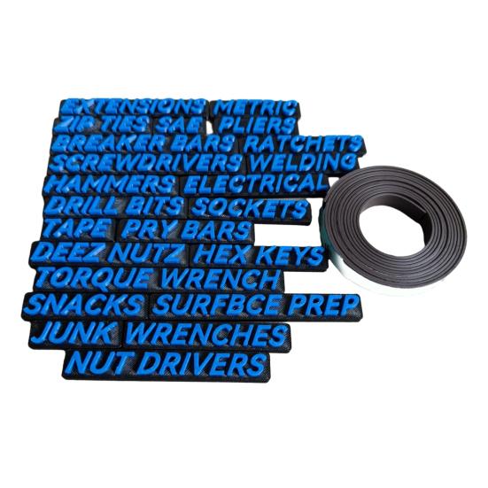 

1 комплект бирок для ящиков ящиков инструментов 3D магнитные этикетки для органайзера ящиков инструментов многоразовые легко читаемые печатные мини-наклейки для ящиков инструментов синий