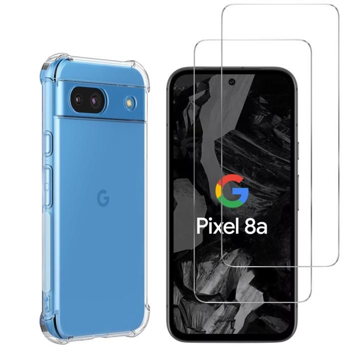 Coque antichoc pour Google Pixel 8a et 2 Verres Trempé Film Protection Ecran Phonillico