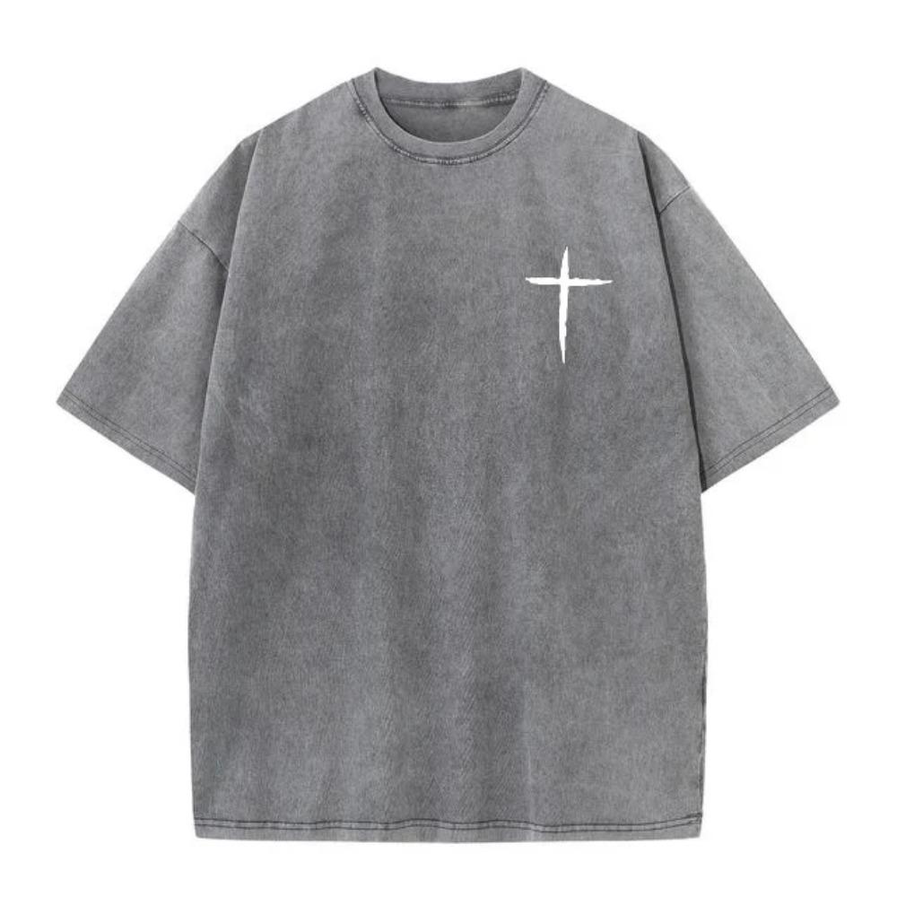 Men's Christian Faith T-Shirt Cotton Short Sleeve Graphic Tee Jesus Cross Print Casual Loose Fit Big Size Streetwear Gift
