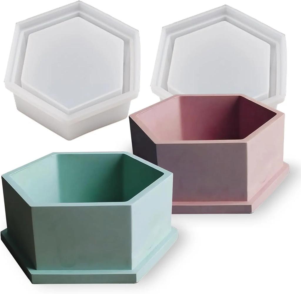 Hexagonal Candle Jar Resin Mold Geometric Storage Box Mold for Epoxy Resin,DIY Jewelry Box,Resin Clay Art,Home Wedding Decor