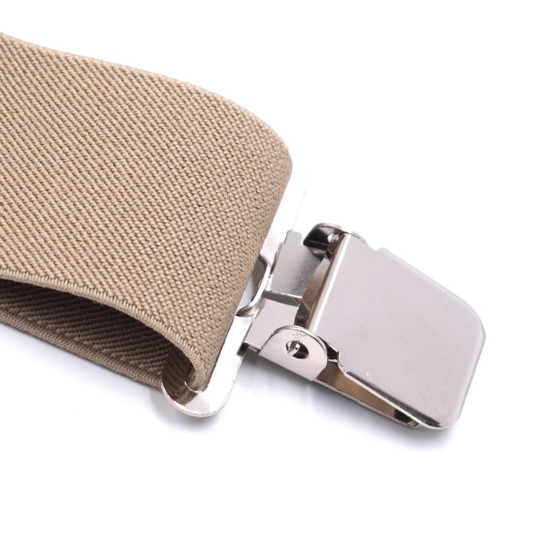 Bretelles kaki pour homme à 4 pinces, 5 cm de large et longueur réglable, en stock.