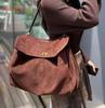 NIKI BAGS Large Capacity Autumn Winter Suede Leather Tote Bag Frosted Cowhide High-Grade Shoulder Bag for Women vintage bag