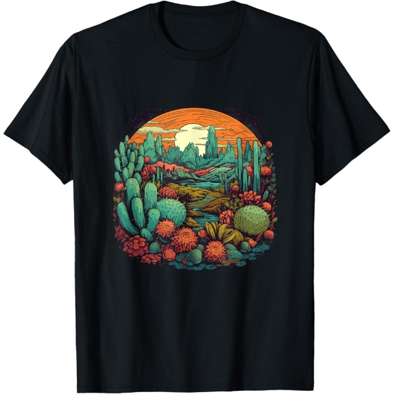 Mexican Xeriscape Succulent Lover Desert Dweller Sun Moon T-Shirt S