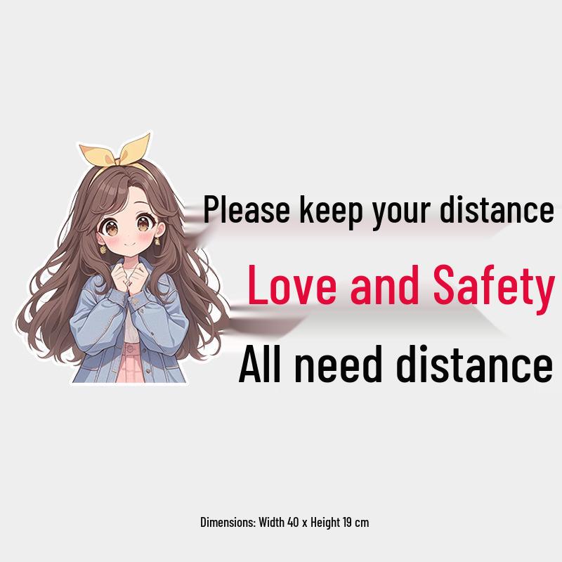 Keep Safe Distance: Love and Safety Need Space - Fun Sticker for Female Drivers