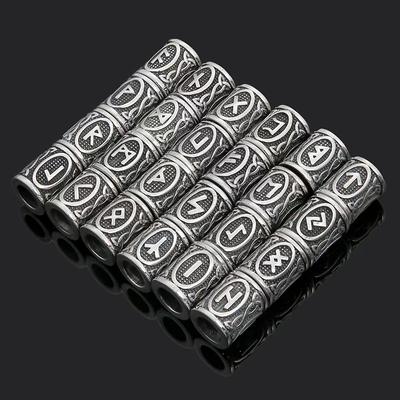 24 Pcs Viking Runes Set Loose Beads Spacer Beads For Hair Braid Diy Jewelry