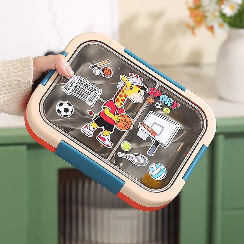 Stainless Steel Bento Box Students Office Workers - 3-Compartment Leakproof Lunch Container 650ml/1100ml Cartoon Design