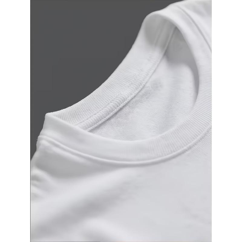 Men'S Summer Fashion Short Sleeve T-Shirt, Casual Crew Neck Polyester Tee with Red Rose Print, Slight Stretch Knit Fabric, Regular Fit