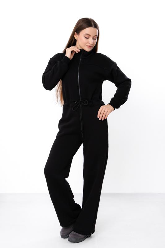 Jumpsuit – Women's Warm Zip-Up with Stand Collar & Waist Tie, Winter 8443-025 HC