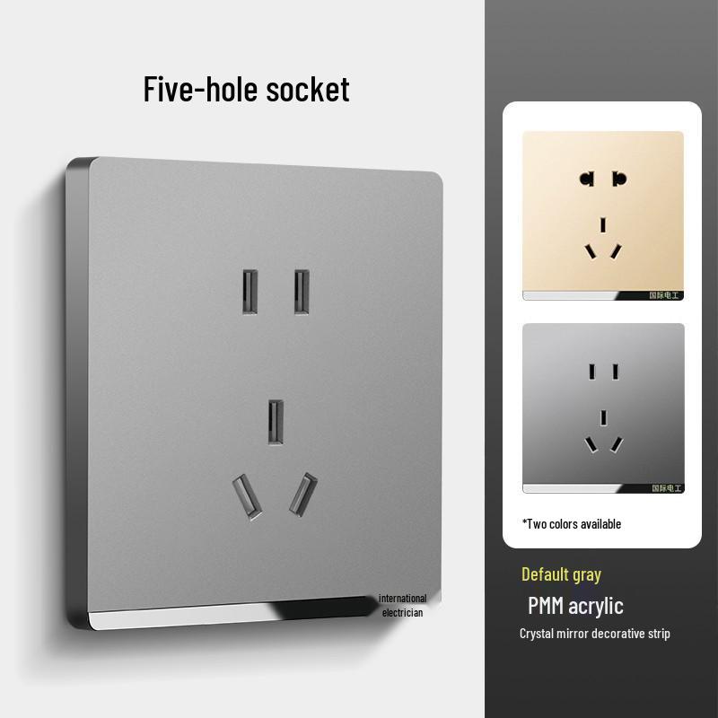 Dual-Gang 86 Type Wall Socket Panel with Double-Control Switch