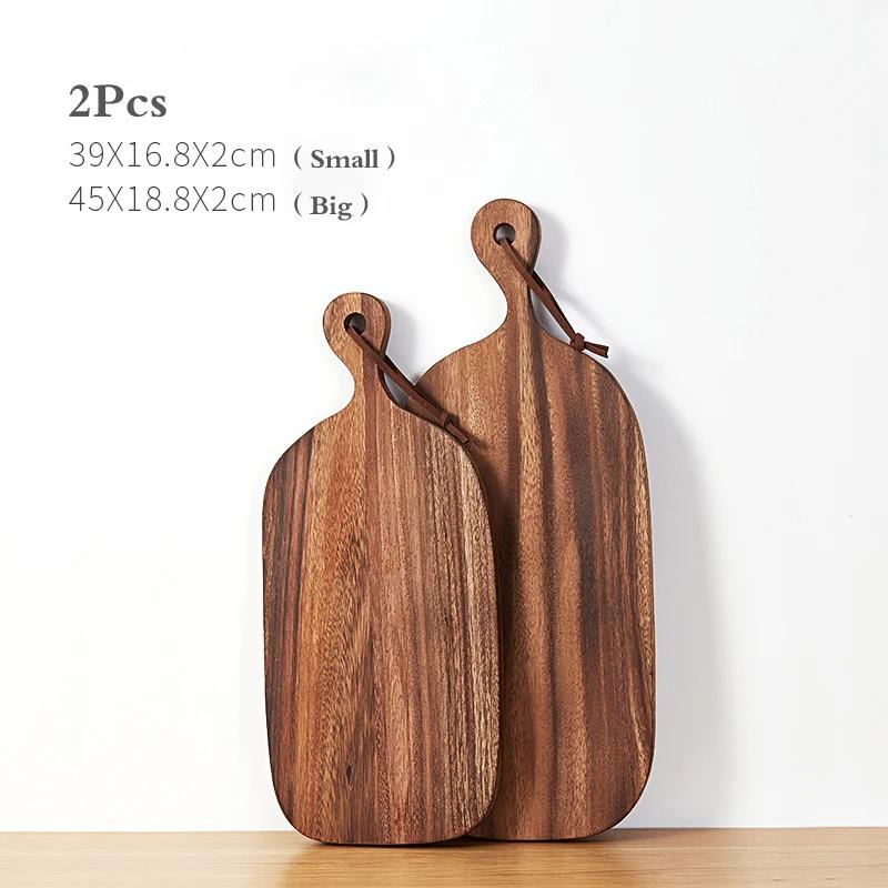 Japanese Wooden Pizza Plate Steak Wooden Tableware Bread Board Wood Tray Western Food Set Dinner Plates Solid Wood Steak Plate
