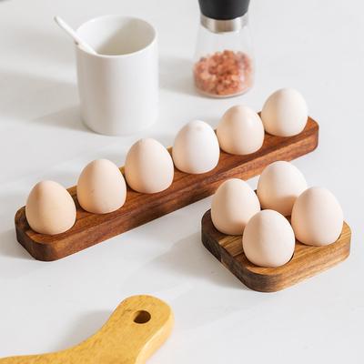 Solid Wood Egg Tray Wooden Plate Grooved Storage Box Kitchen Refrigerator Storage Rack Egg Box Home Decoration Accessories