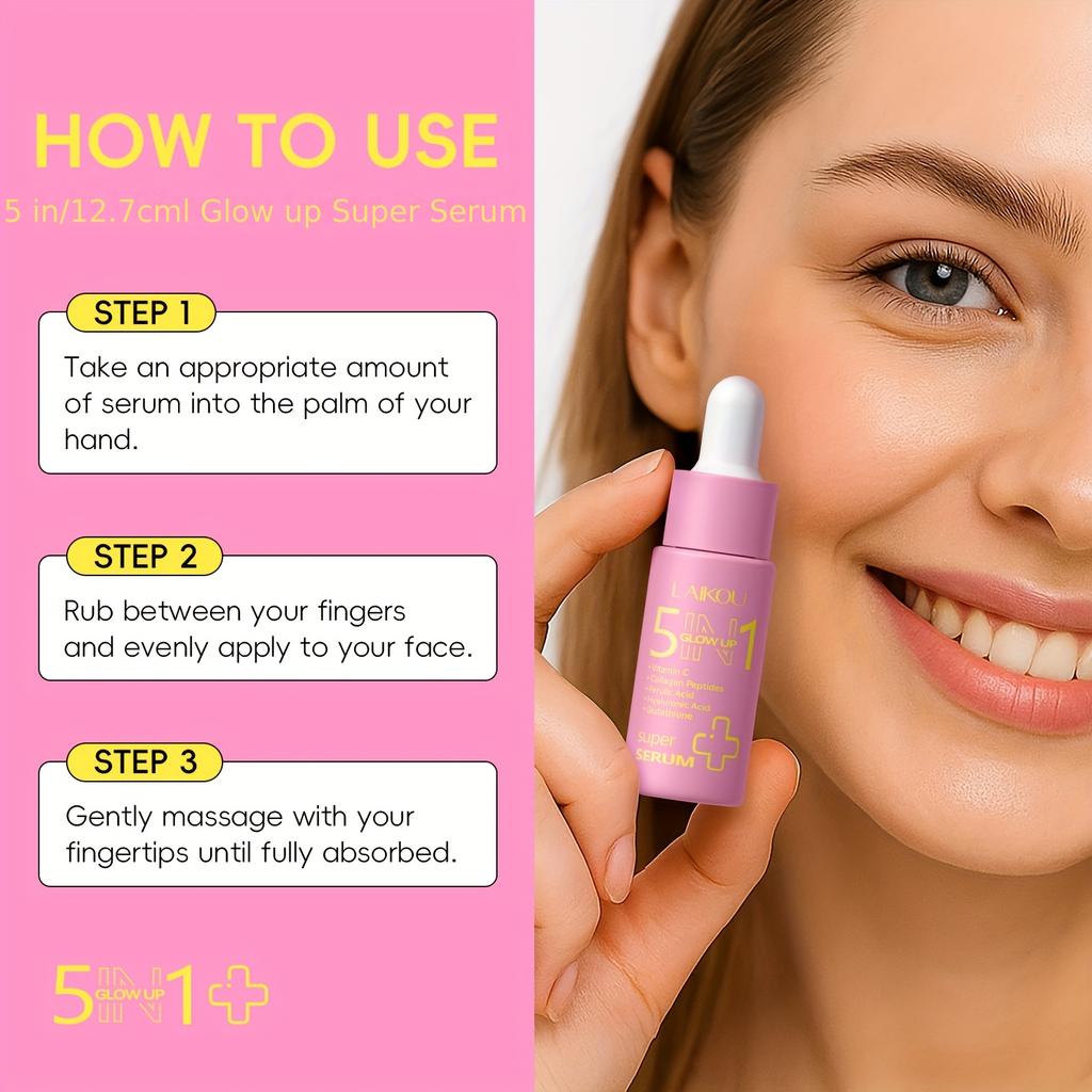 LAIKOU17ml Five-in-one Luminous Essence Is Rich In Vitamin C, Collagen Peptides, Ferulic Acid, Glutathione Brightening Essence Skin Care Products