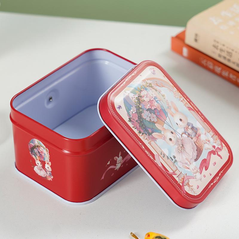 Tinplate Candy Metal Box Kids Gifts Small Tin Box Cookie Box Portable Rabbit Gift Box For Birthday Wedding Party Decoration