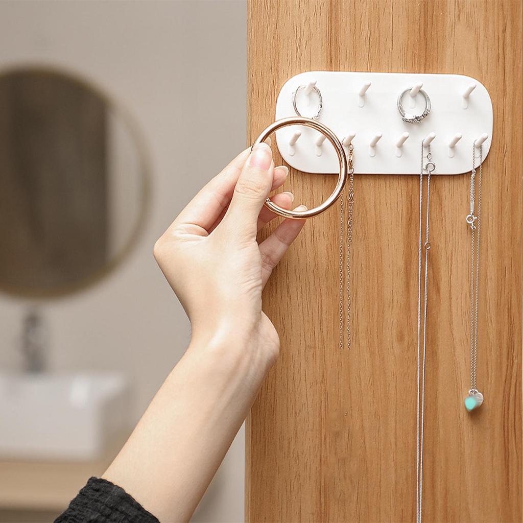 Wall Mount Jewelry Organizer Rack Hanging Hook Drill Free Multi Purpose Display Hook for Earrings