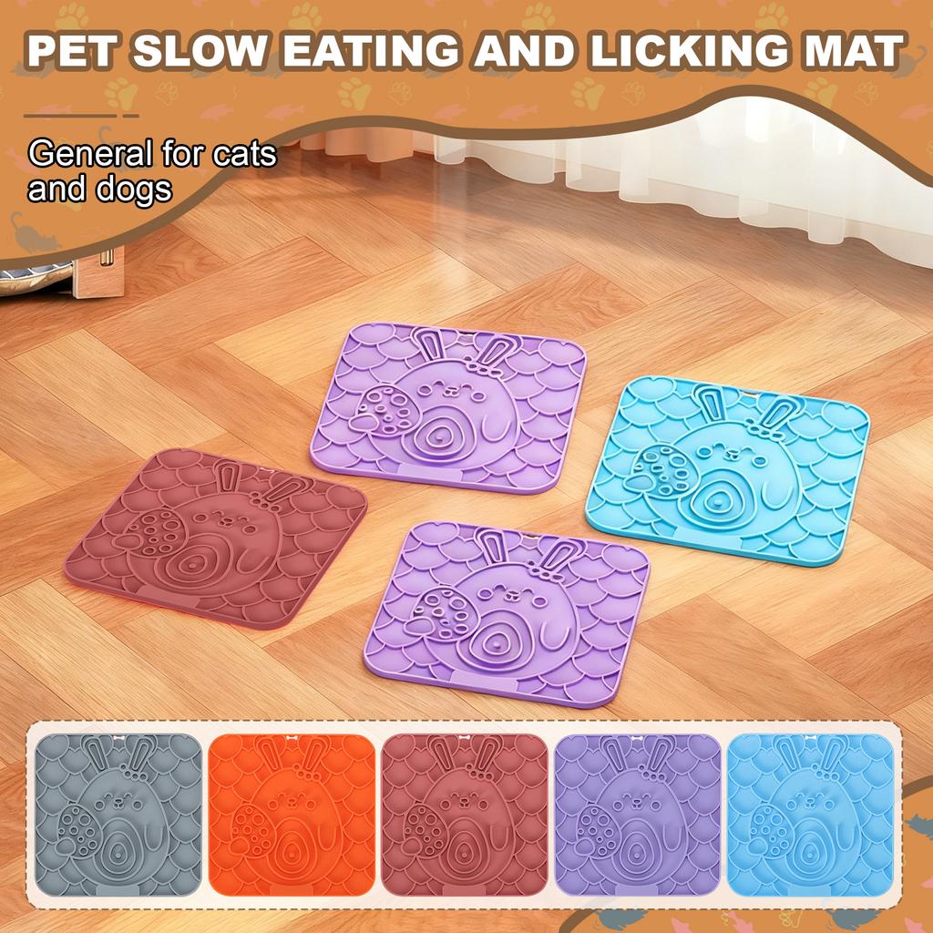 Dog Lick Plate Pet Licking Mat Silicone Suction Cup Licking Slow Feeding Mat -Choking Slow Feeding Bowl