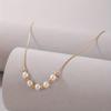 Fashion Trendy Creative Metal Bead Pearl Pendant, Minimalist Geometric Chain Clavicle Necklace