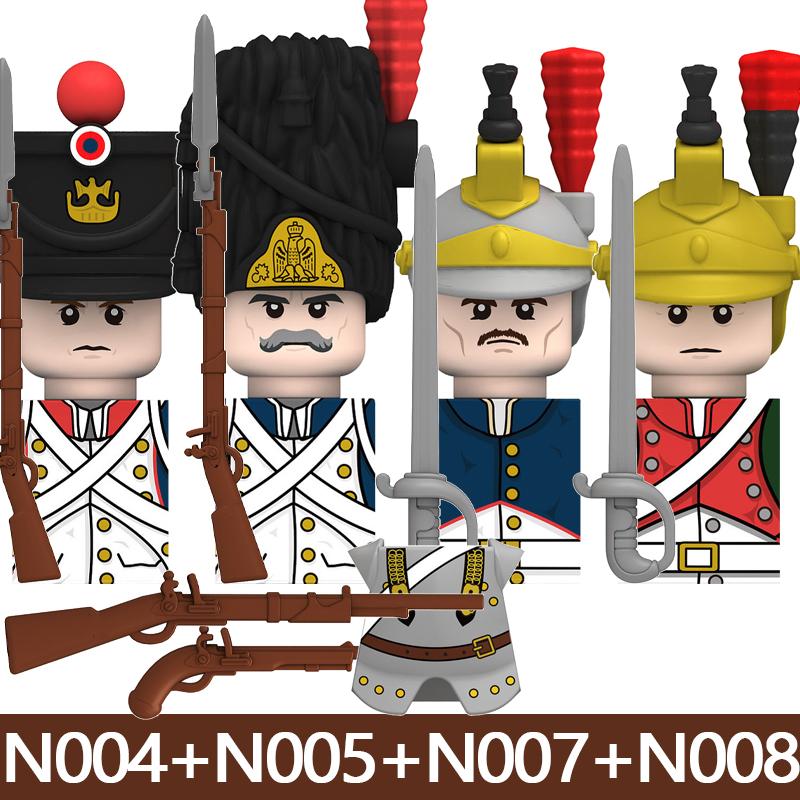 4pcs Medieval Castle Knight Building Blocks MIlitary Napoleon Soldier Figures War Army Legion Accessories Imperial Navy Bricks Toys