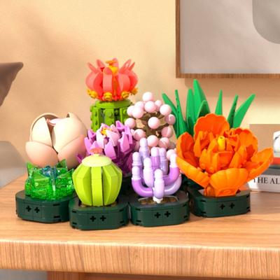 Succulent Plant Platter Desktop Decorations Educational Assembled Building Block Toys