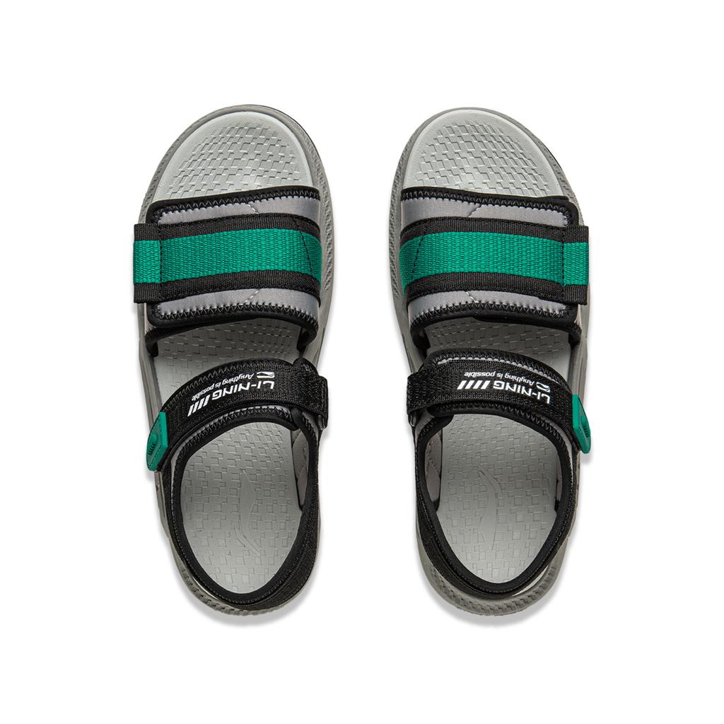 Li Ning Kids Lightweight Fashion Versatile Non-Slip Wear-Resistant Rebound Sandals Kids sandals Gravel-Gray Black YKUV018-3