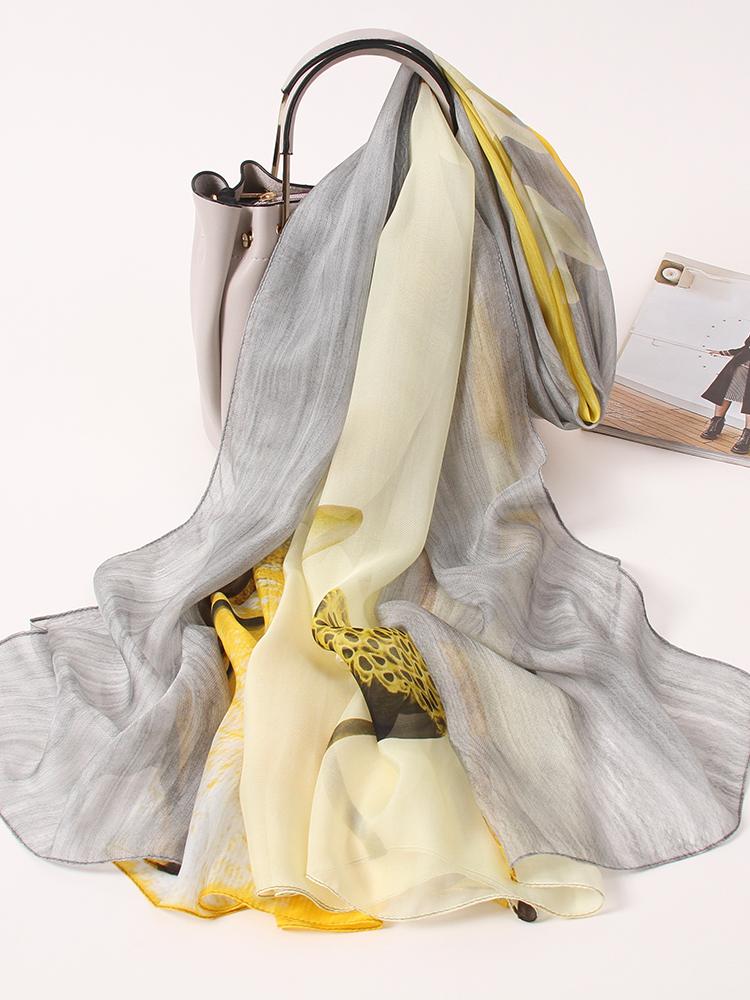 Yto Scarf Women's 100% Pure Silk Long Scarf Foulard Femme Natural Hangzhou Silk Shawl Wrap For Luxury Echarpe Print Silk Head Scarf 190Cm