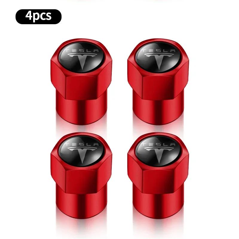 Car Sticker 2025 New Tesla 4pcs Car Wheel Tire Valve Caps Tyre Stem Covers Airdust Waterproof For Tesla Model 3 Y S X 2021 Roads