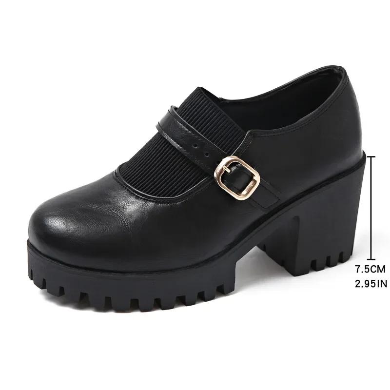 Shallow Office and Career Women's High Heels Buckle Strap Fashion 2024 Brand Women's Shoes Hot Sale Plus Size Solid Heels Women