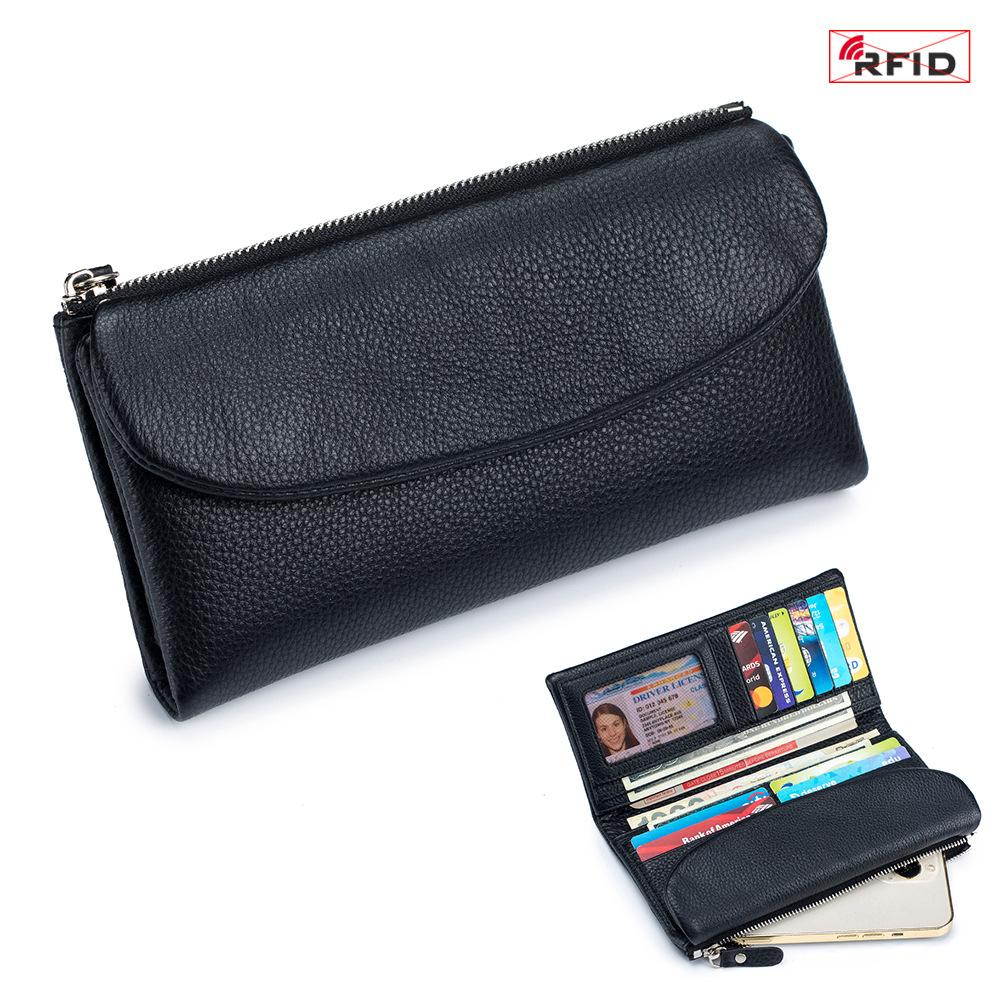 New high-end texture first-layer cowhide clutch bag wallet, female soft temperament wallet can be placed on mobile phones