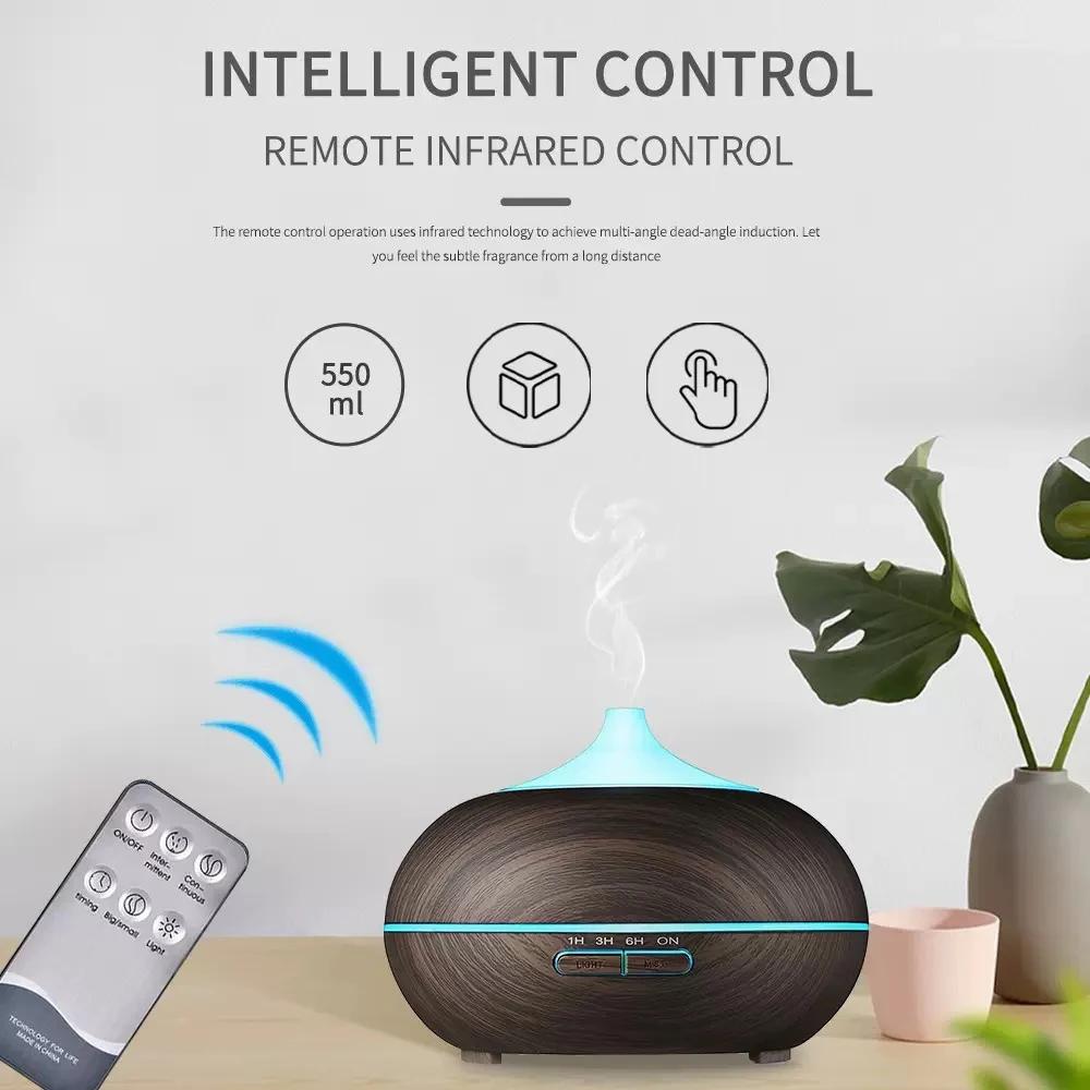 550ml Essential Oil Diffuser & Humidifier  Auto Shut Off, 4 Timer Settings, Perfect for Large Bedrooms, Living Rooms & Offices