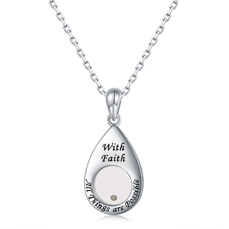 Simple Faith Waterdrop-shaped Cross Teardrop Radish Seed Stainless Steel Necklace