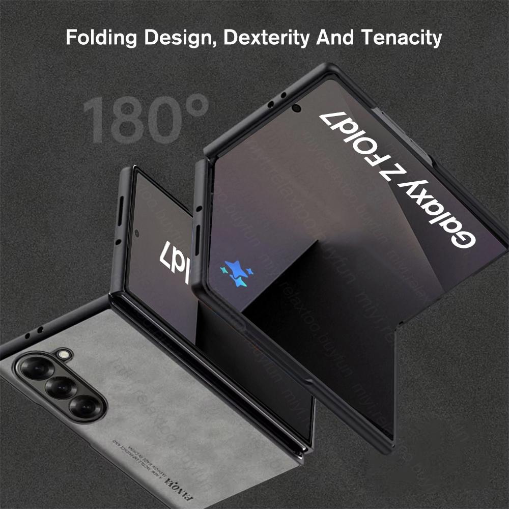 Sheepskin Leather Case for Samsung Galaxy Z Fold8 Fold7 Fold6 Fold5 Fold4 Fold3 Fold 8 7 6 5 4 3 5G TPU Soft Frame Protect Shell
