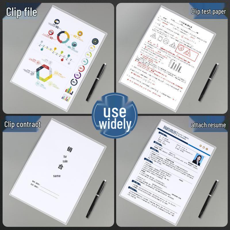 A4 Transparent L-Shaped Clip Folder - Thickened Single-Sheet Resume Protector
