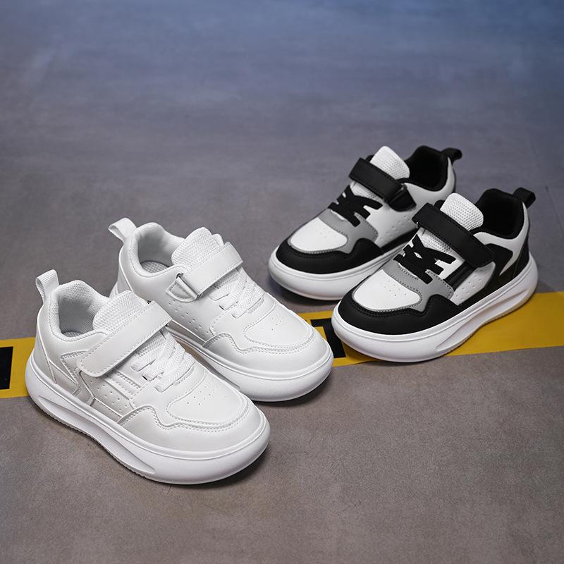 Jinjiang Children's Shoes Spring 25 Boys Thick-soled Leather Board Shoes 6-12 Years Old Middle-aged and Older Children White Casual Shoes